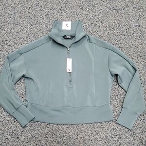 Women's High-Neck Zip-Up Sweatshirt - Dusty Green